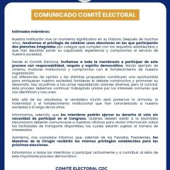 Comunicado Oficial del Comité Electoral del Colegio Dominicano de Cirujanos
